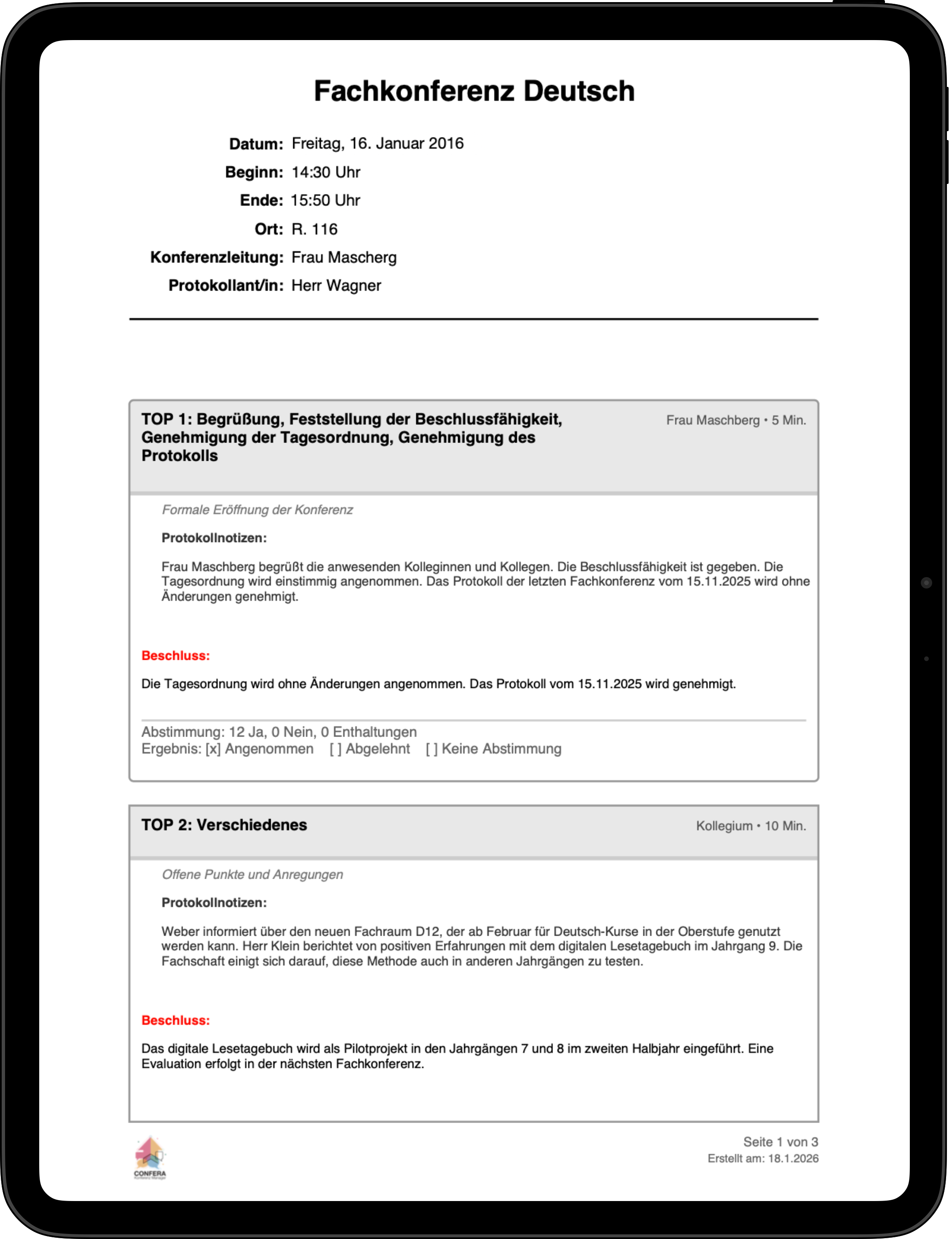Protokollvorlage automatisch