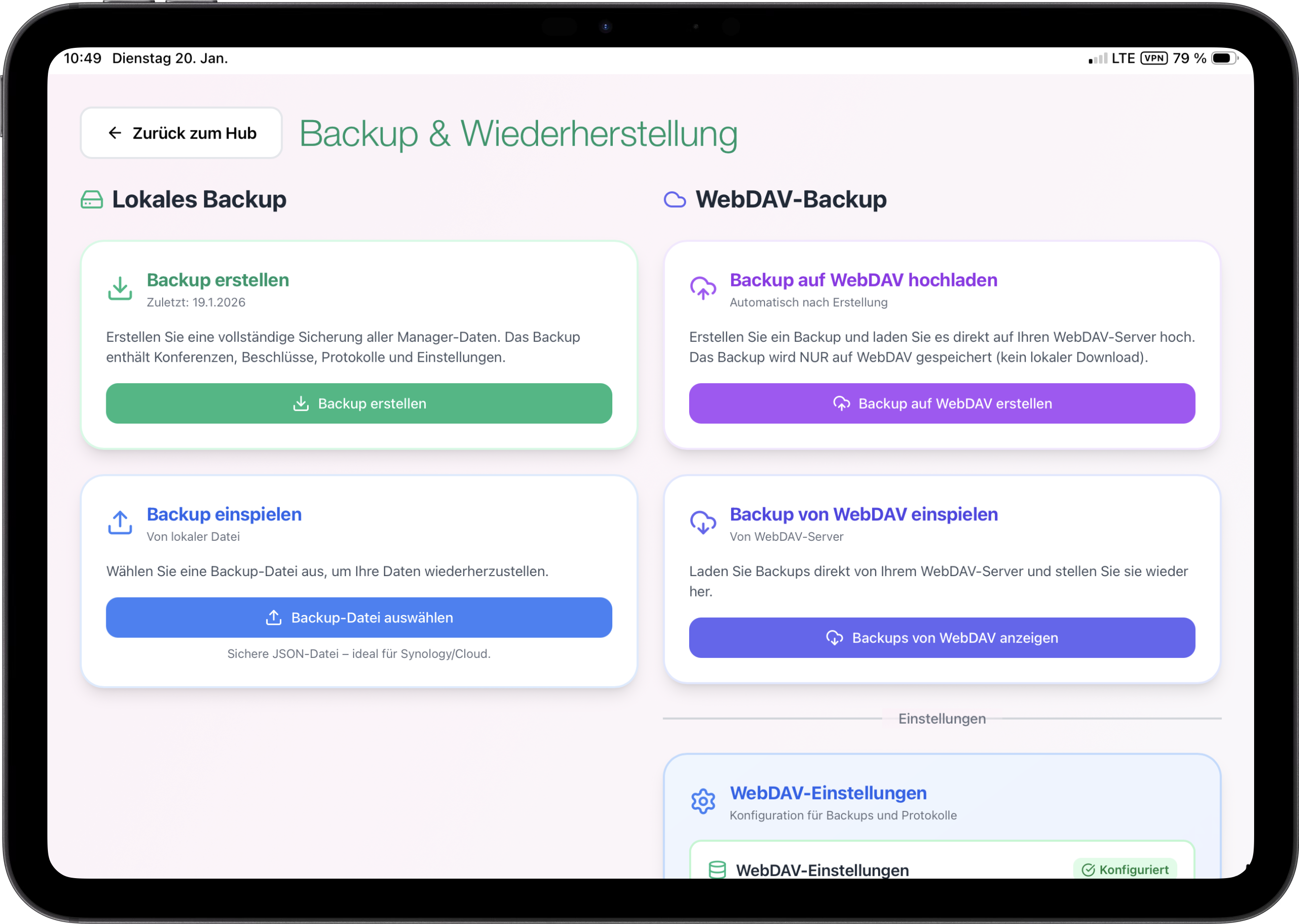 Backup und Wiederherstellung