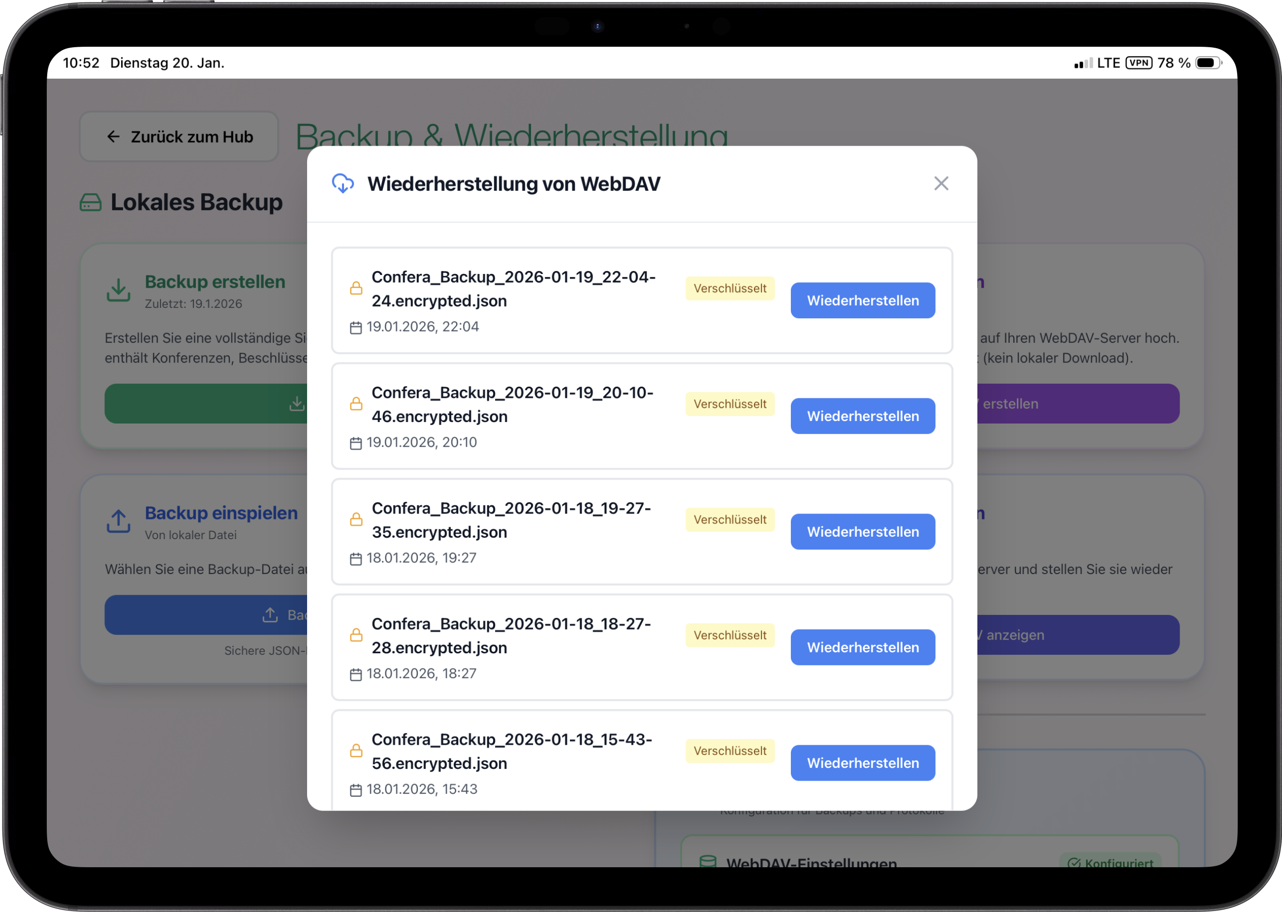 Backup wiederherstellen