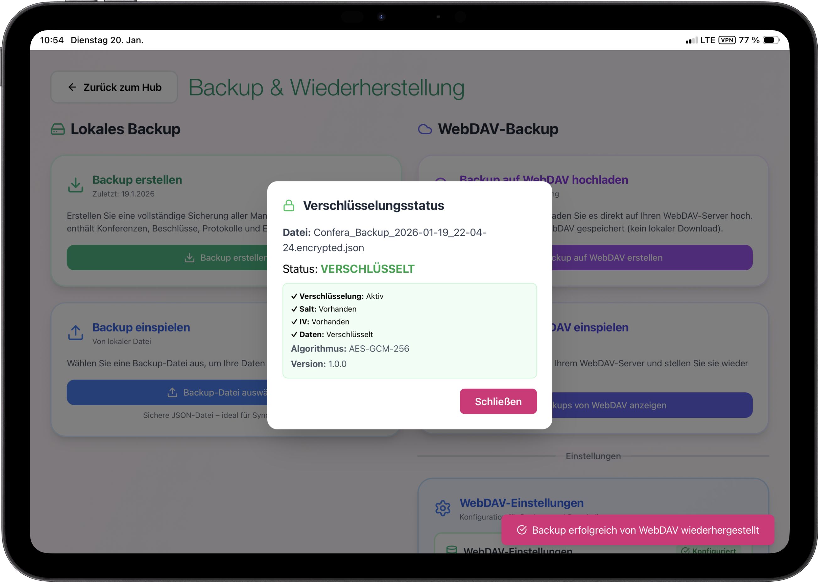 Verschlüsselungsstatus